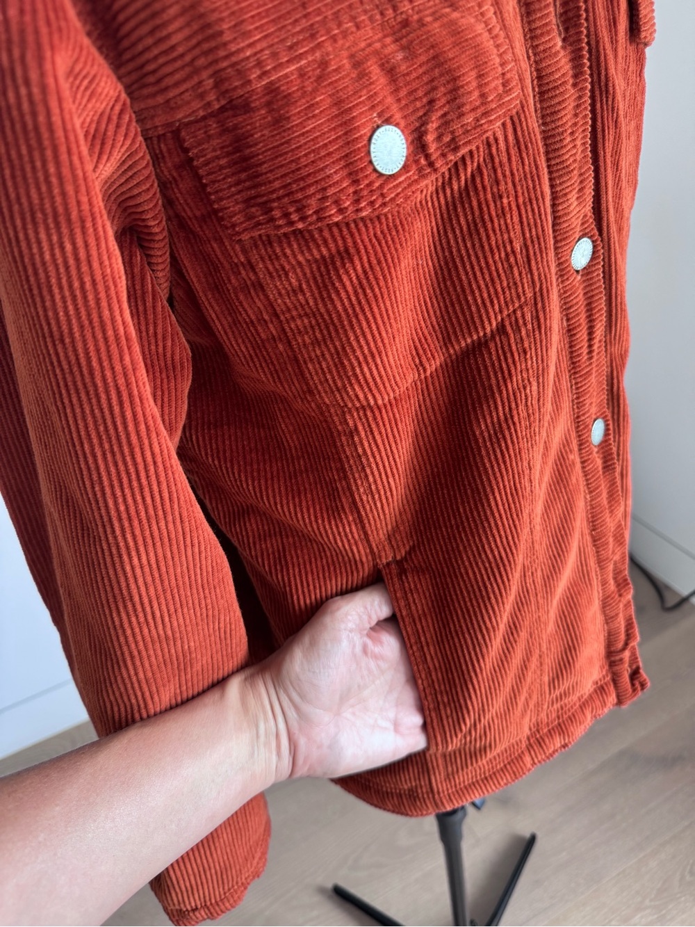 Roxy Billie Corduroy Sherpa-lined Trucker Jacket Burnt Orange - Picture 5 of 9